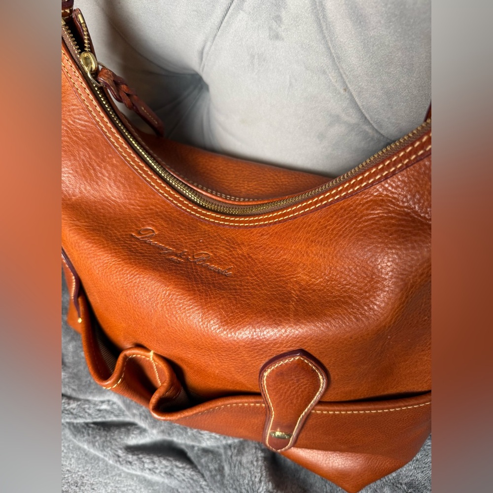 Dooney & Bourke Cognac Brown Florentine Leather Hobo Bag - Picture 2 of 12